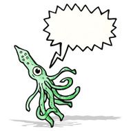 cartoon giant squid with speech bubble