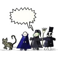 child&#039;s drawing of a halloween group N2