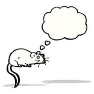 cartoon white mouse with thought bubble N10
