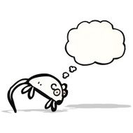 cartoon white mouse with thought bubble N11