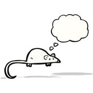 cartoon white mouse with thought bubble N13