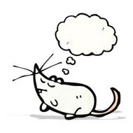 cartoon white mouse with thought bubble N14