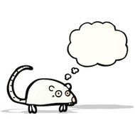 cartoon white mouse with thought bubble N15
