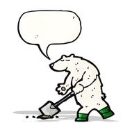 cartoon polar bear digging hole