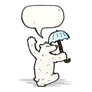 cartoon polar bear with umbrella
