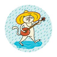 vector cat rain autumn N2