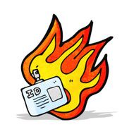 burning ID tag cartoon