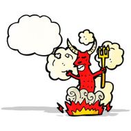 cartoon devil with thought bubble N13