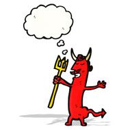 cartoon devil with thought bubble N14