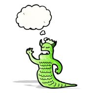 monster with thought bubble cartoon