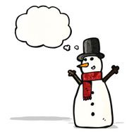 snowman with thought bubble cartoon