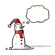 snowman with thought bubble cartoon N4