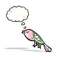 cartoon bird with thought bubble N331