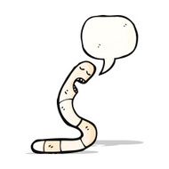 cartoon worm with speech bubble N10