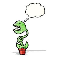 carnivorous flower with thought bubble