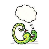 cartoon snake with thought bubble N89