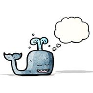 cartoon whale with thought bubble N45