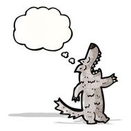 cartoon wolf with thought bubble N31