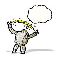 robot with thought bubble cartoon
