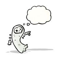 ghost with thought bubble cartoon N4
