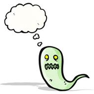 ghost with thought bubble cartoon N10
