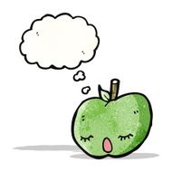 cute apple with though bubble