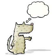 cartoon wolf with thought bubble N32