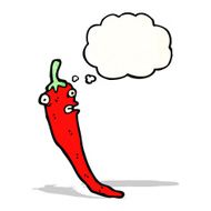 carton chili pepper with thought bubble