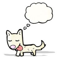 cartoon little dog with thought bubble N29