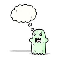 cartoon ghost with thought bubble N27