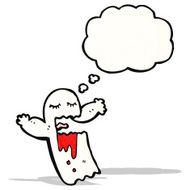 cartoon ghost with thought bubble N28
