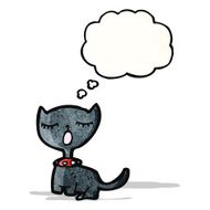 cartoon black cat with thought bubble N35