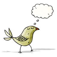 cartoon bird with thought bubble N333