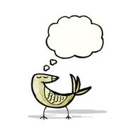 cartoon bird with thought bubble N335