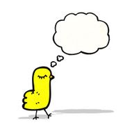 cartoon bird with thought bubble N338