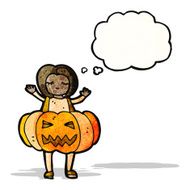 girl in pumpkin costume cartoon