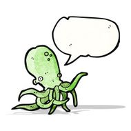 cartoon octopus with speech bubble N37