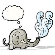 cartoon elephant with thought bubble N8