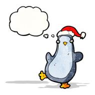 penguin with thought bubble cartoon