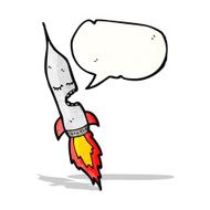 cartoon rocket with speech bubble N9
