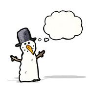 cartoon snowman with thought bubble N2