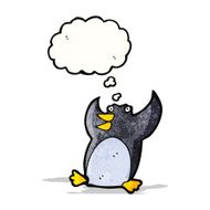 funny penguin cartoon with thought bubble