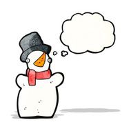 cartoon snowman with thought bubble N3