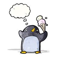 funny penguin cartoon with thought bubble N3