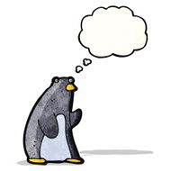 funny penguin cartoon with thought bubble N4