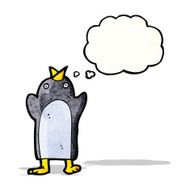 funny penguin cartoon with thought bubble N5