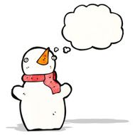 cartoon snowman with thought bubble N5