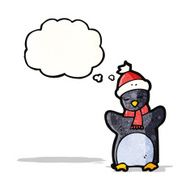 funny penguin cartoon with thought bubble N6