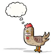 cartoon chicken with thought bubble N25