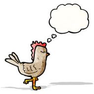 cartoon chicken with thought bubble N26